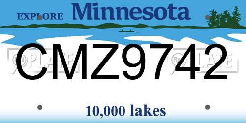 CMZ9742 Minnesota License Plate
