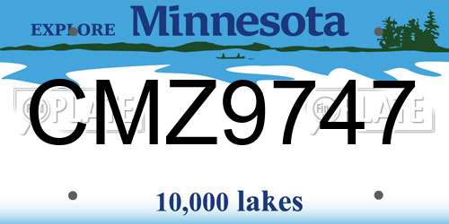 CMZ9747 Minnesota License Plate