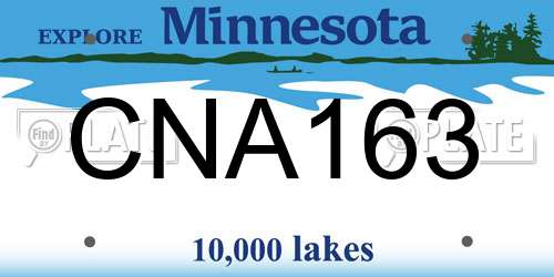 CNA163 Minnesota License Plate