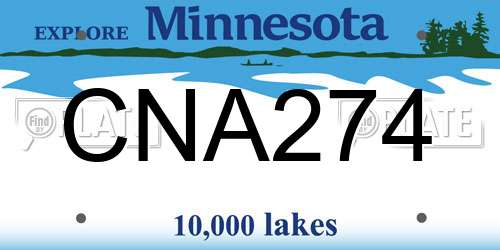 CNA274 Minnesota License Plate