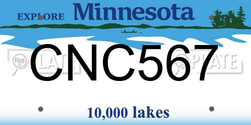 CNC567 Minnesota License Plate