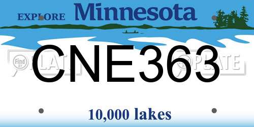 CNE363 Minnesota License Plate