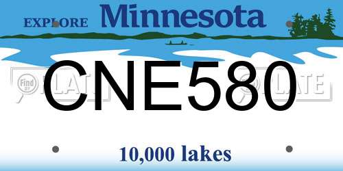 CNE580 Minnesota License Plate
