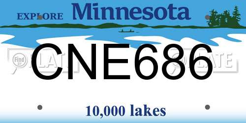 CNE686 Minnesota License Plate