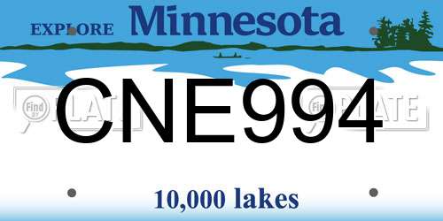 CNE994 Minnesota License Plate