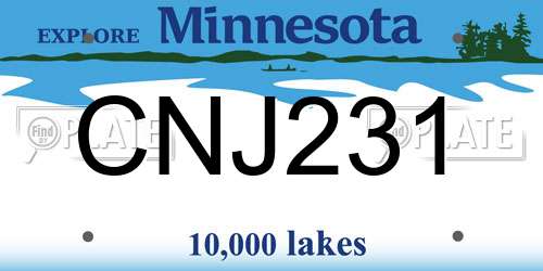 CNJ231 Minnesota License Plate