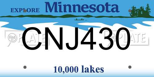 CNJ430 Minnesota License Plate