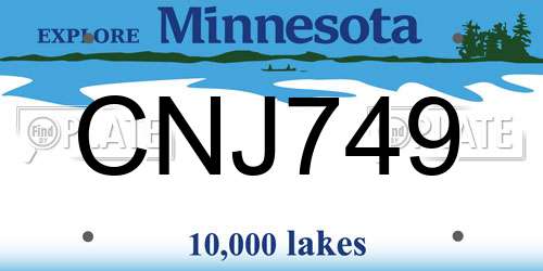 CNJ749 Minnesota License Plate