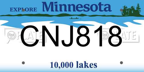 CNJ818 Minnesota License Plate