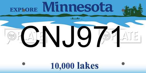 CNJ971 Minnesota License Plate