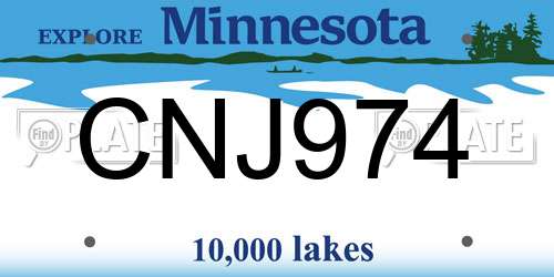 CNJ974 Minnesota License Plate
