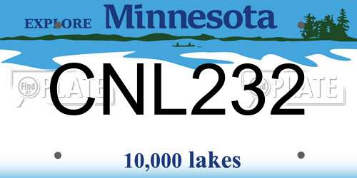 CNL232 Minnesota License Plate
