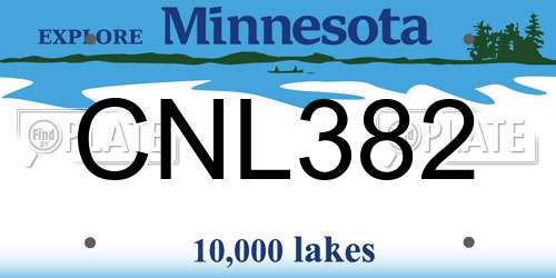 CNL382 Minnesota License Plate