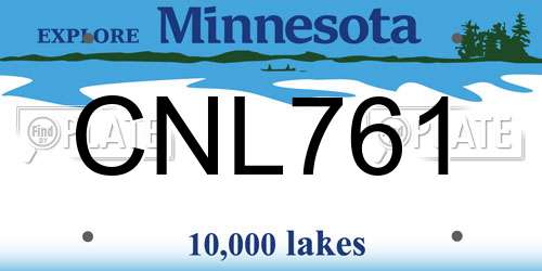 CNL761 Minnesota License Plate