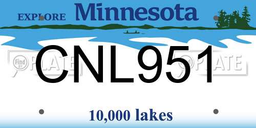 CNL951 Minnesota License Plate