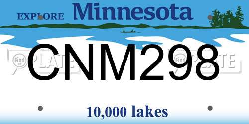 CNM298 Minnesota License Plate