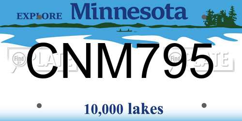 CNM795 Minnesota License Plate