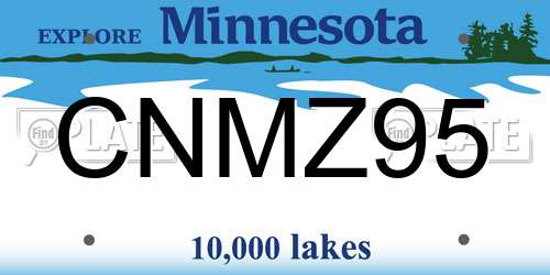CNMZ95 Minnesota License Plate