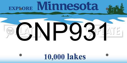 CNP931 Minnesota License Plate