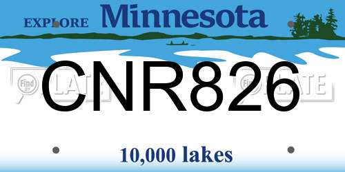 CNR826 Minnesota License Plate