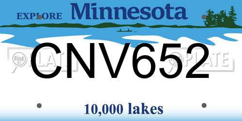 CNV652 Minnesota License Plate