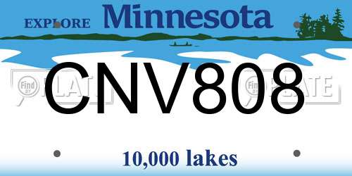 CNV808 Minnesota License Plate