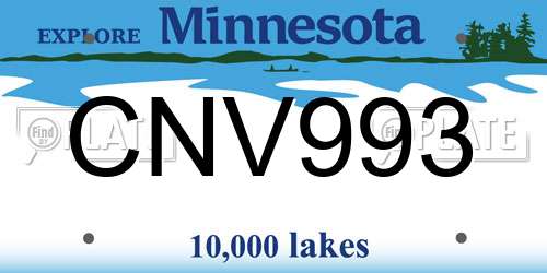 CNV993 Minnesota License Plate
