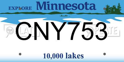 CNY753 Minnesota License Plate