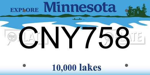 CNY758 Minnesota License Plate