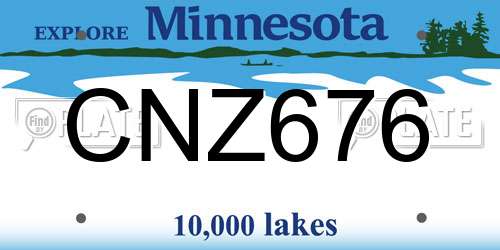 CNZ676 Minnesota License Plate