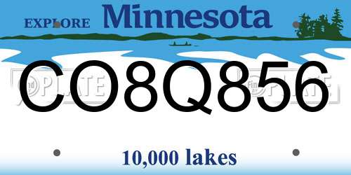 CO8Q856 Minnesota License Plate