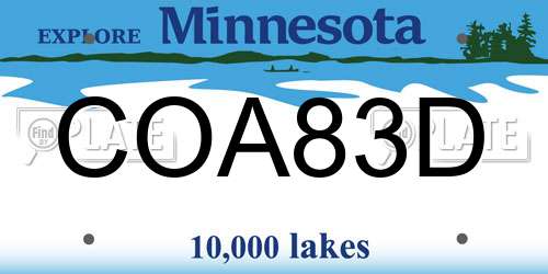 COA83D Minnesota License Plate