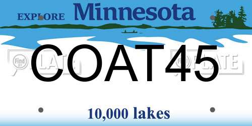 COAT45 Minnesota License Plate