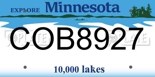 COB8927 Minnesota License Plate