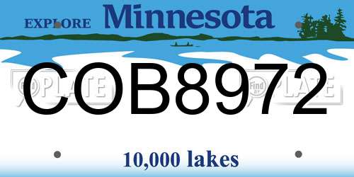 COB8972 Minnesota License Plate