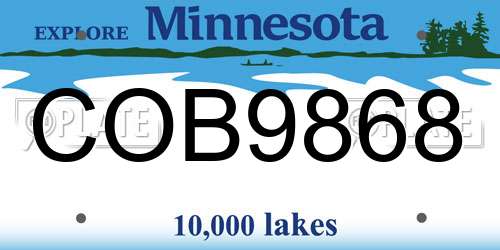 COB9868 Minnesota License Plate