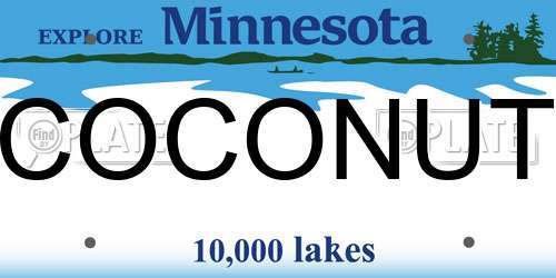 COCONUT Minnesota License Plate