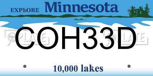 COH33D Minnesota License Plate