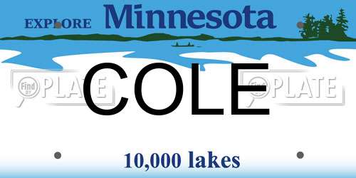COLE Minnesota License Plate