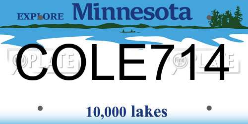 COLE714 Minnesota License Plate