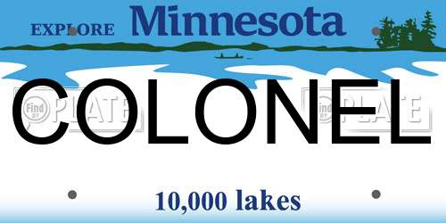 COLONEL Minnesota License Plate