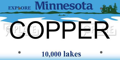 COPPER Minnesota License Plate