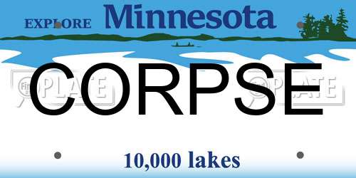 CORPSE Minnesota License Plate