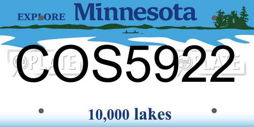 COS5922 Minnesota License Plate