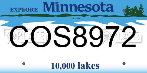 COS8972 Minnesota License Plate