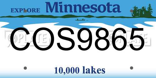 COS9865 Minnesota License Plate