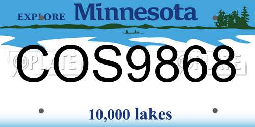 COS9868 Minnesota License Plate