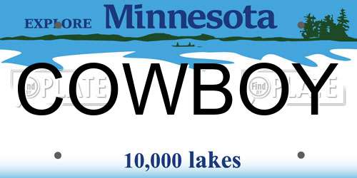 COWBOY Minnesota License Plate