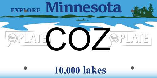 COZ Minnesota License Plate