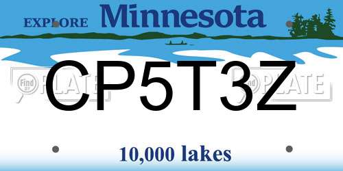 CP5T3Z Minnesota License Plate